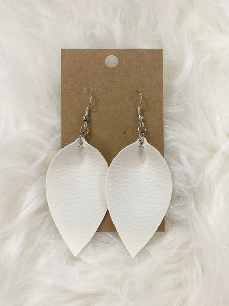 Pinched White Earrings