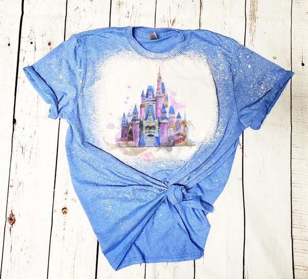 Castle Water Color Distressed T-Shirt